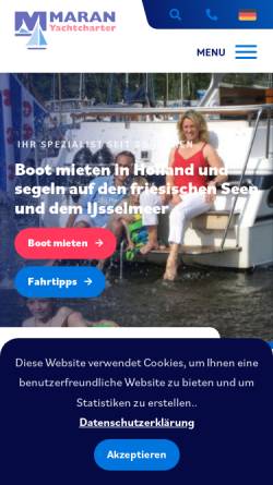 Vorschau der mobilen Webseite www.maranyachtcharter.de, Maran Yachtcharter