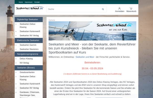 Vorschau von www.seekartenverkauf.de, felz Yachtcharter & Service