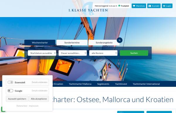 Vorschau von www.charterzentrum.de, Yacht- und Charterzentrum Heiligenhafen GmbH