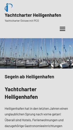 Vorschau der mobilen Webseite www.yachtcharter-heiligenhafen.de, Yachtcharter Heiligenhafen