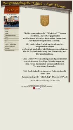 Vorschau der mobilen Webseite bergmannskapelle-thomm.de, Bergmannskapelle Thomm