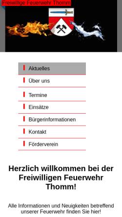 Vorschau der mobilen Webseite www.feuerwehr-thomm.de, Freiwillige Feuerwehr Thomm