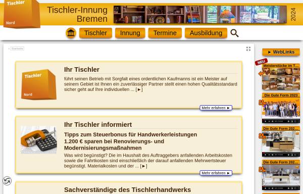 Vorschau von www.tischler-innung-bremen.de, Tischler-Innung Bremen