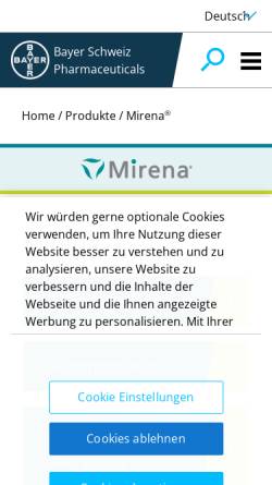Vorschau der mobilen Webseite www.mirena.ch, Mirena Hormonspirale