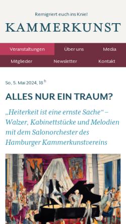 Vorschau der mobilen Webseite www.kammerkunst.de, Hamburger Kammerkunstverein