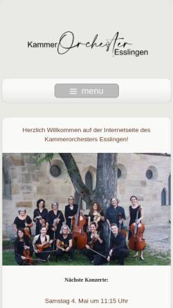 Vorschau der mobilen Webseite www.kammerorchester-esslingen.de, Kammerorchester Esslingen