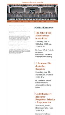 Vorschau der mobilen Webseite www.kammerphilharmonie-karlsruhe.de, Kammerphilharmonie Karlsruhe