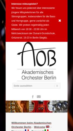 Vorschau der mobilen Webseite www.aob-ev.de, Akademisches Orchester Berlin
