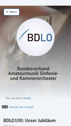 Vorschau der mobilen Webseite bdlo.de, Bund Deutscher Liebhaberorchester e.V.