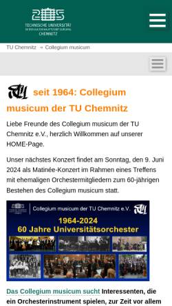 Vorschau der mobilen Webseite www.tu-chemnitz.de, Collegium musicum der TU Chemnitz