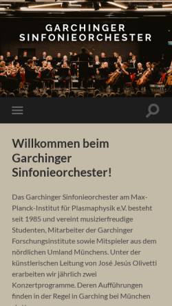 Vorschau der mobilen Webseite www.garchinger-sinfonieorchester.de, Garchinger Sinfonieorchester