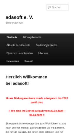 Vorschau der mobilen Webseite adasoft.de, Adasoft e.V.
