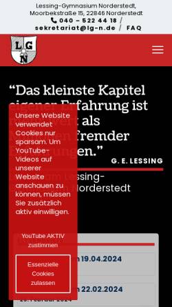 Vorschau der mobilen Webseite www.lg-n.de, Lessing-Gymnasium