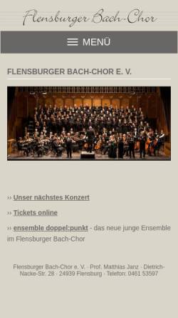 Vorschau der mobilen Webseite www.flensburger-bach-chor.de, Flensburger Bach-Chor e.V.