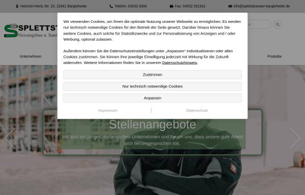 Vorschau von www.splettstoesser-bargteheide.de, Splettstösser Heizungsbau u. Sanitärtechnik GmbH