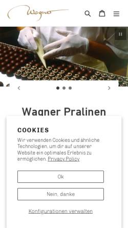Vorschau der mobilen Webseite www.wagner-pralinen.shop, Wagner Pralinen GmbH