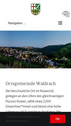 Vorschau der mobilen Webseite www.waldrach.de, Ortsgemeinde Waldrach