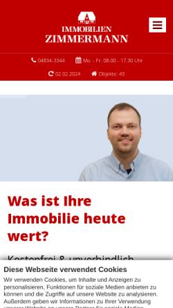Vorschau der mobilen Webseite www.immobilien-zimmermann.de, Zimmermann Immobilien