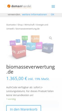 Vorschau der mobilen Webseite www.biomasseverwertung.de, BiomasseVerwertung