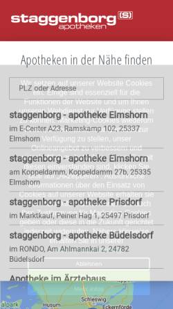 Vorschau der mobilen Webseite www.staggenborg-apotheke.de, Apotheke im Marktkauf