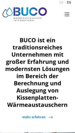 Vorschau der mobilen Webseite www.buco-international.com, Buco Wärmeaustauscher GmbH