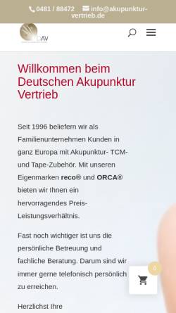 Vorschau der mobilen Webseite www.akupunktur-vertrieb.de, Deutscher Akupunktur-Vertrieb
