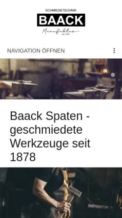 Vorschau der mobilen Webseite www.baackspaten.de, Baack Spaten