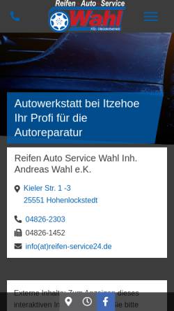 Vorschau der mobilen Webseite www.reifen-service24.de, Reifen-Auto-Service Wahl