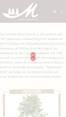 Vorschau der mobilen Webseite www.metz-holzwaren.de, Hermann Metz KG