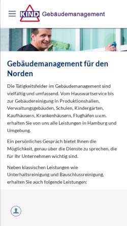 Vorschau der mobilen Webseite www.kind-gmbh.de, Jörn Kind Gebäudemanagement GmbH & Co. KG
