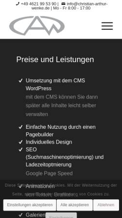 Vorschau der mobilen Webseite www.christian-arthur-wenke.de, C.A.W. Webdesign und Internetkonzepte