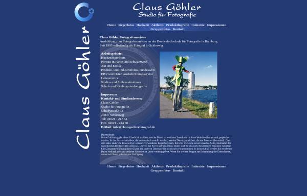 Vorschau von www.clausgoehlerfotograf.de, Claus Göhler, Studio für Fotografie