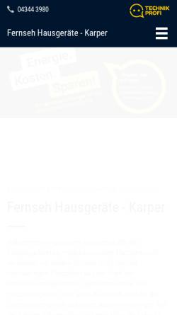 Vorschau der mobilen Webseite www.fernseh-karper.de, Fernsehdienst Klaus Karper