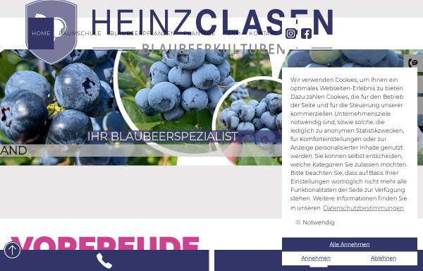 Vorschau von www.clasen-baumschulen.de, Heinz Clasen Container-Baumschulen