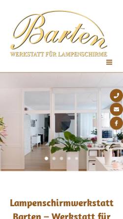 Vorschau der mobilen Webseite lampenschirmwerkstatt.de, Barten - Werkstatt für Lampen und Lampenschirme
