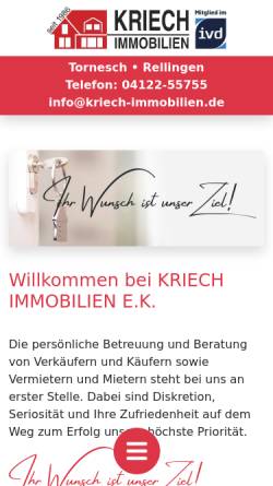 Vorschau der mobilen Webseite www.kriech-immobilien.de, Kriech Immobilien