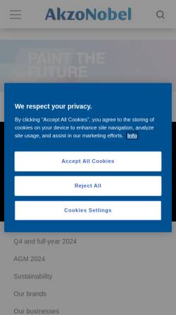 Vorschau der mobilen Webseite www.akzonobel.com, Akzo Nobel GmbH Deutschland