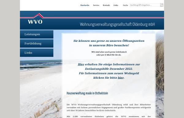 Vorschau von www.wvo-wohnen.de, WVO Wohnungsverwaltungsgesellschaft Oldenburg mbH