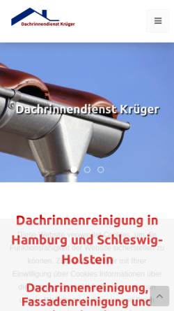 Vorschau der mobilen Webseite www.dachrinnendienst.de, Krüger Dachrinnendienst