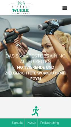 Vorschau der mobilen Webseite www.fitness-bb.de, Fitness World Freizeitanlagen GmbH