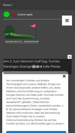 Vorschau der mobilen Webseite www.golfbissenmoor.de, Golf & Country Club Gut Bissenmoor e.V.