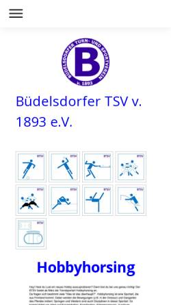 Vorschau der mobilen Webseite www.buedelsdorfer-tsv.de, BTSV - Büdelsdorfer Turn- und Sportverein v. 1893 e.V.