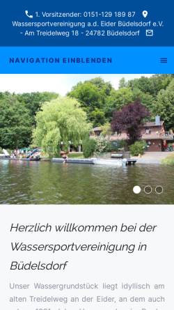 Vorschau der mobilen Webseite www.wv-buedelsdorf.de, Wassersportvereinigung an der Eider Büdelsdorf e.V.