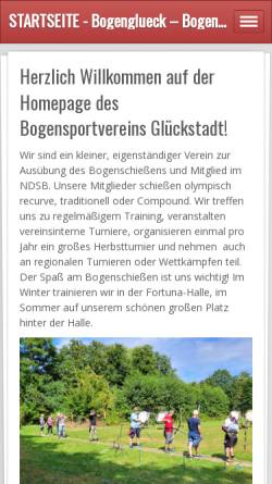 Vorschau der mobilen Webseite www.bogenglueck.de, Bogensportverein Glückstadt e.V.