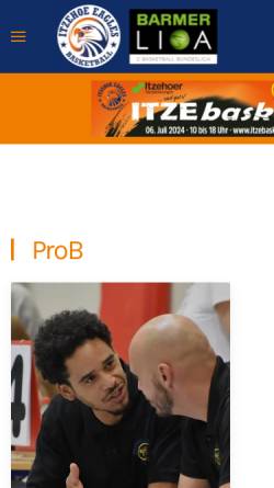 Vorschau der mobilen Webseite www.eagles-basketball.de, Itzehoe Eagles