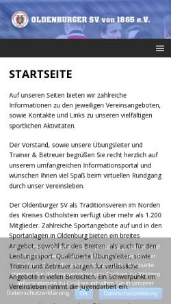 Vorschau der mobilen Webseite www.oldenburgersv.de, Fussballsparte des Oldenburger Sportvereins von 1865 e.V.