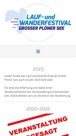 Vorschau der mobilen Webseite www.lauf-festival-ploener-see.de, Internationales Lauf- und Wanderfestival Großer Plöner See