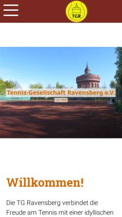 Vorschau der mobilen Webseite www.tg-ravensberg.de, Tennis-Gesellschaft Ravensberg von 1926 e.V.