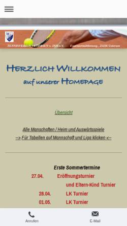 Vorschau der mobilen Webseite www.tvuetersen.de, Tennisverein Uetersen e. V. 1926