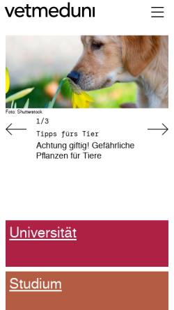 Vorschau der mobilen Webseite www.vetmeduni.ac.at, Veterinärmedizinische Universität Wien